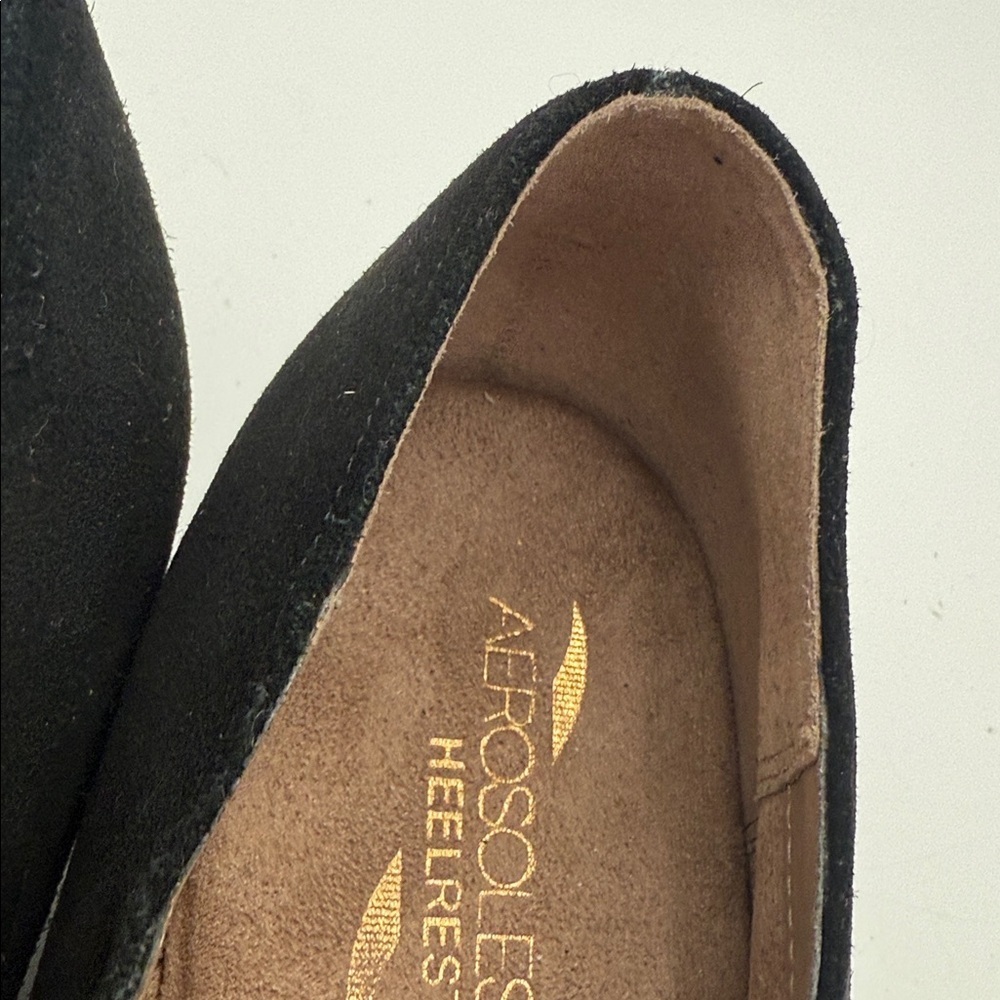 AEROSOLES Black Brown Women's wedge shoes slip on suede office casual retro 12M - Picture 5 of 12